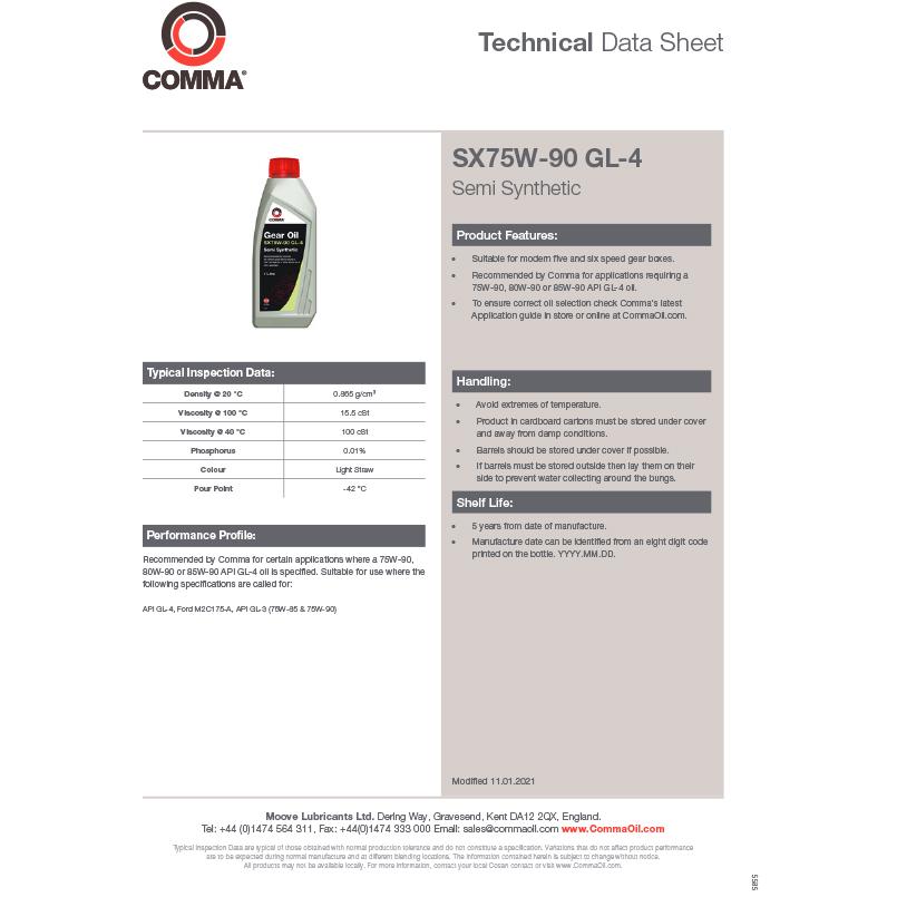 Трансмісійна олія Comma Gear Oil Sx75w-90 Gl4 1 л (45437) - фото 2