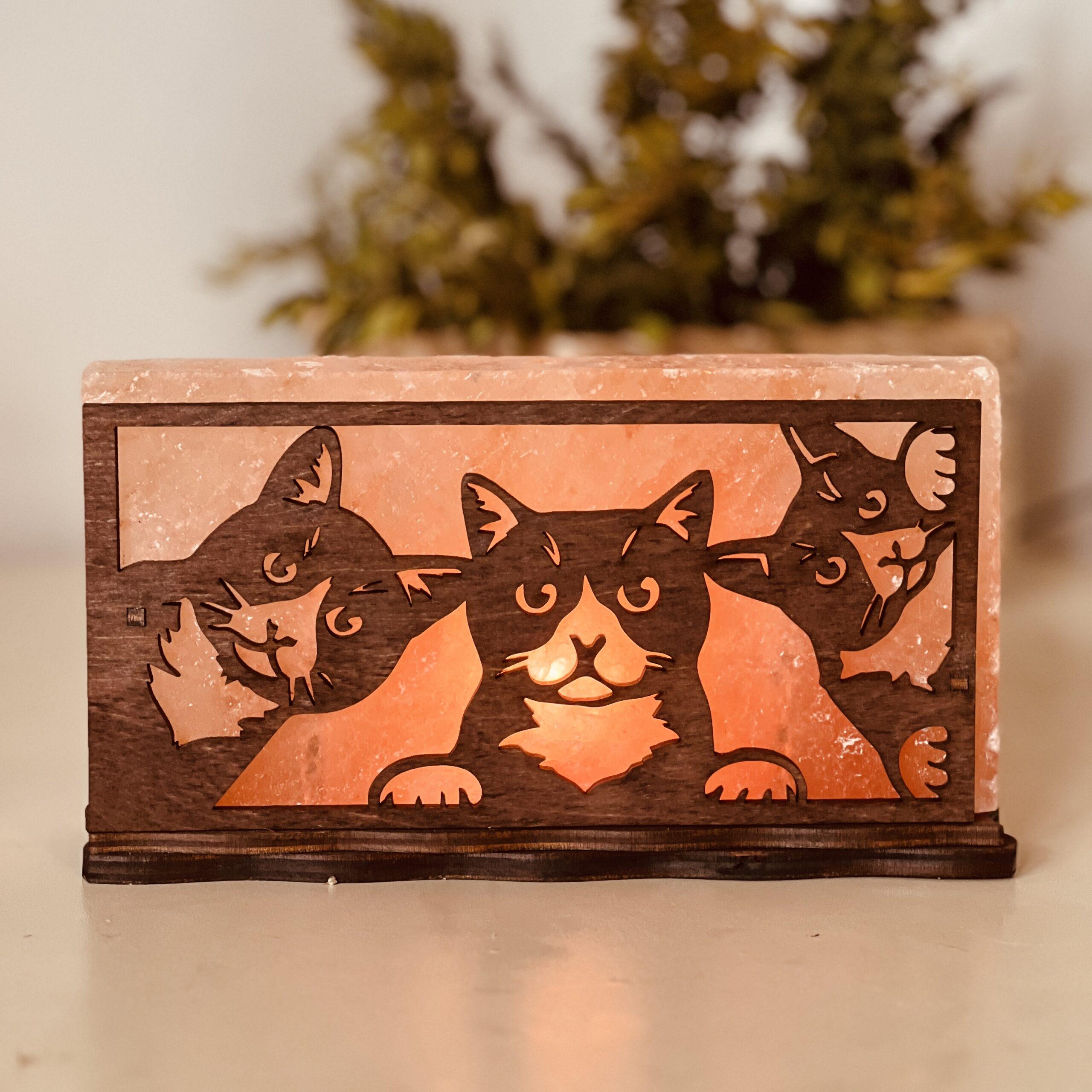 Соляная лампа декоративная Himalayan Три котика 2 кг (29903036) - фото 5