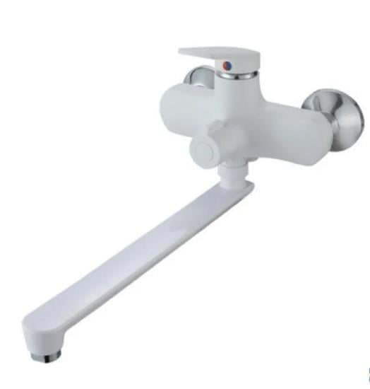 Змішувач для ванни PLAMIX Lucas-006 EURO SET з шлангом/лійкою та кронштейном White (PM0709)