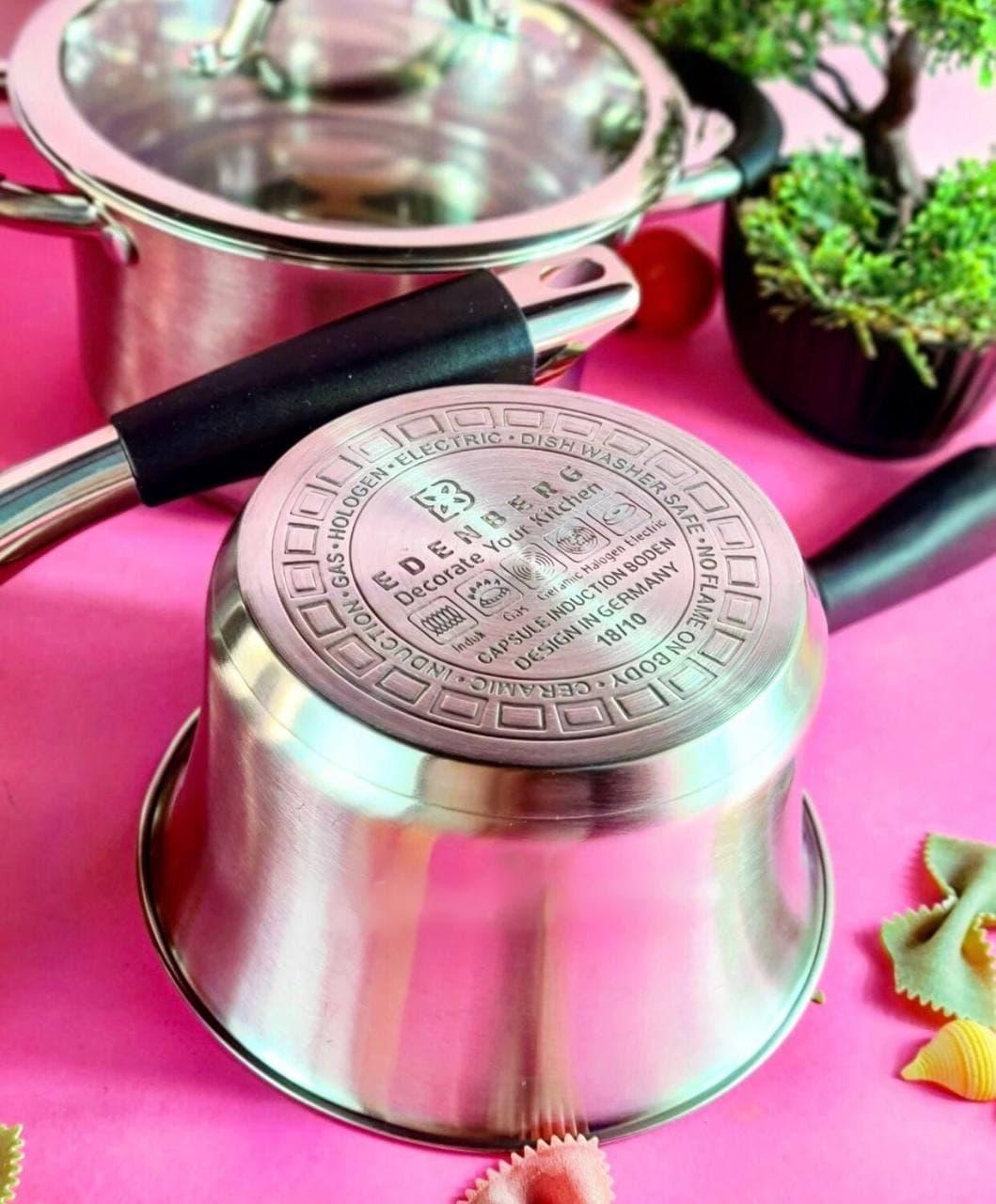 Набір каструль Edenberg із нержавіючої сталі + ківш із товстим дном 8 пр. (EB-2407) - фото 6 Набір каструль Edenberg із нержавіючої сталі + ківш із товстим дном 8 пр. (EB-2407) - фото 6