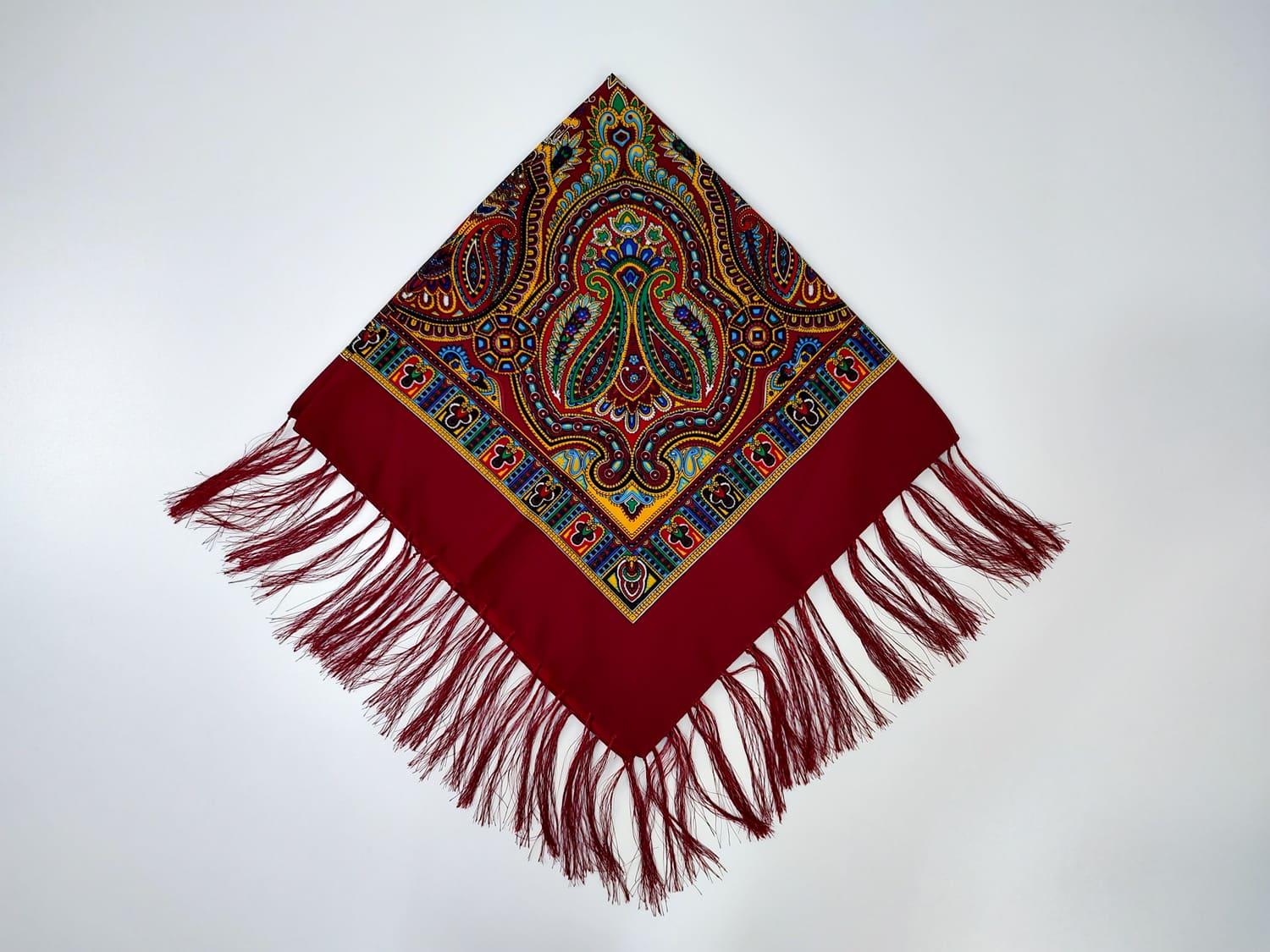 Платок с тороками 80x80 см Бордовый (30070649)