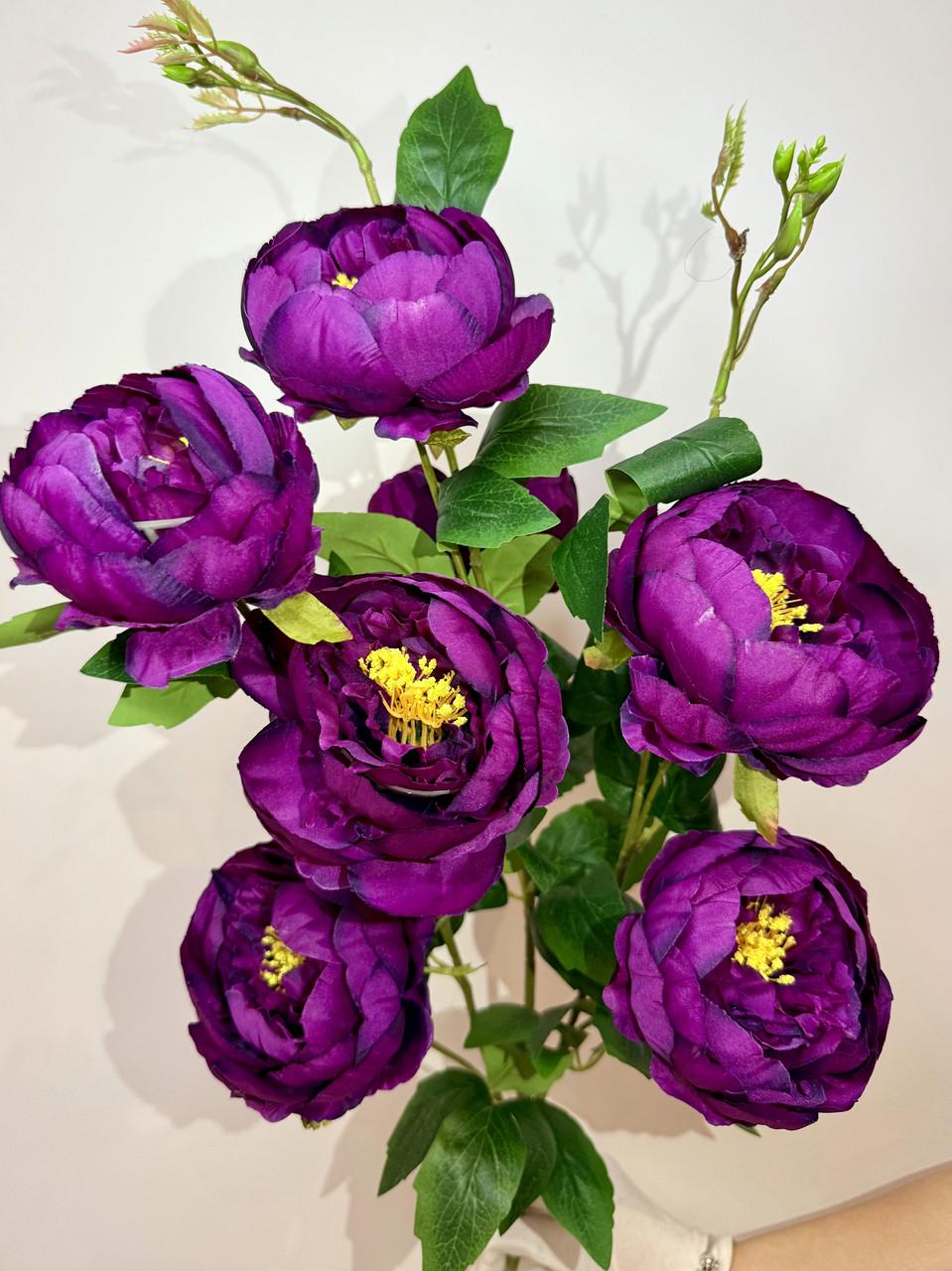 Искусственная ветвь пиона 7 голов 70 см Фиолетовый