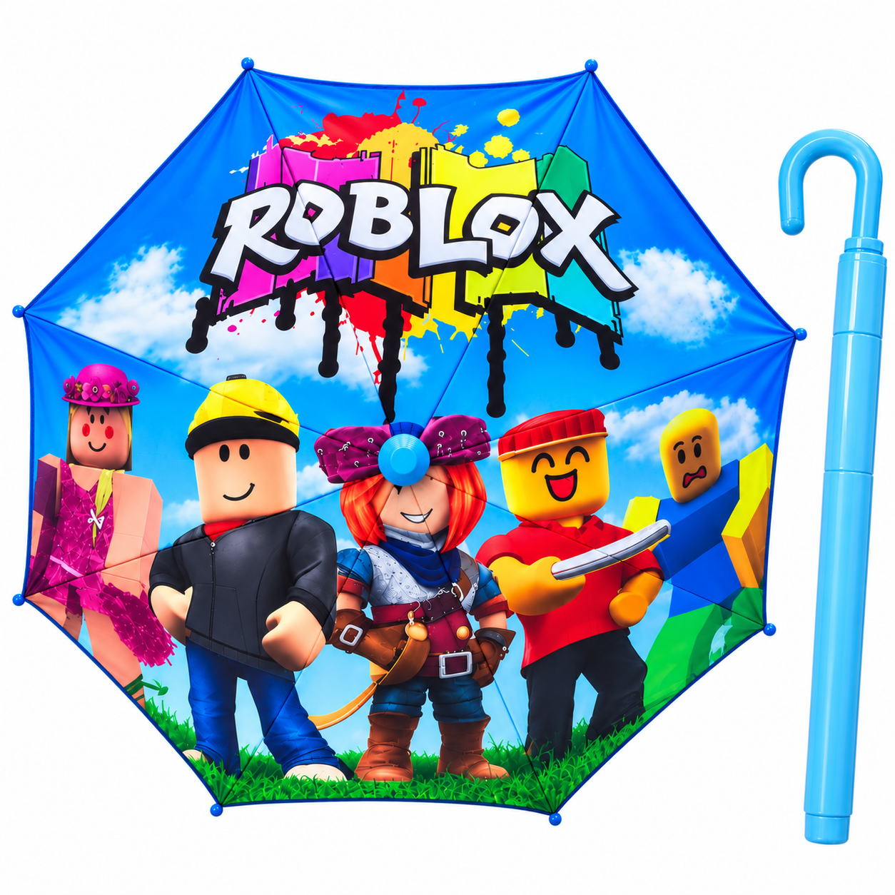 Парасоля дитяча Roblox 96 см з пластиковим чохлом/карбонові спиці напівавтомат антивітер (110963)