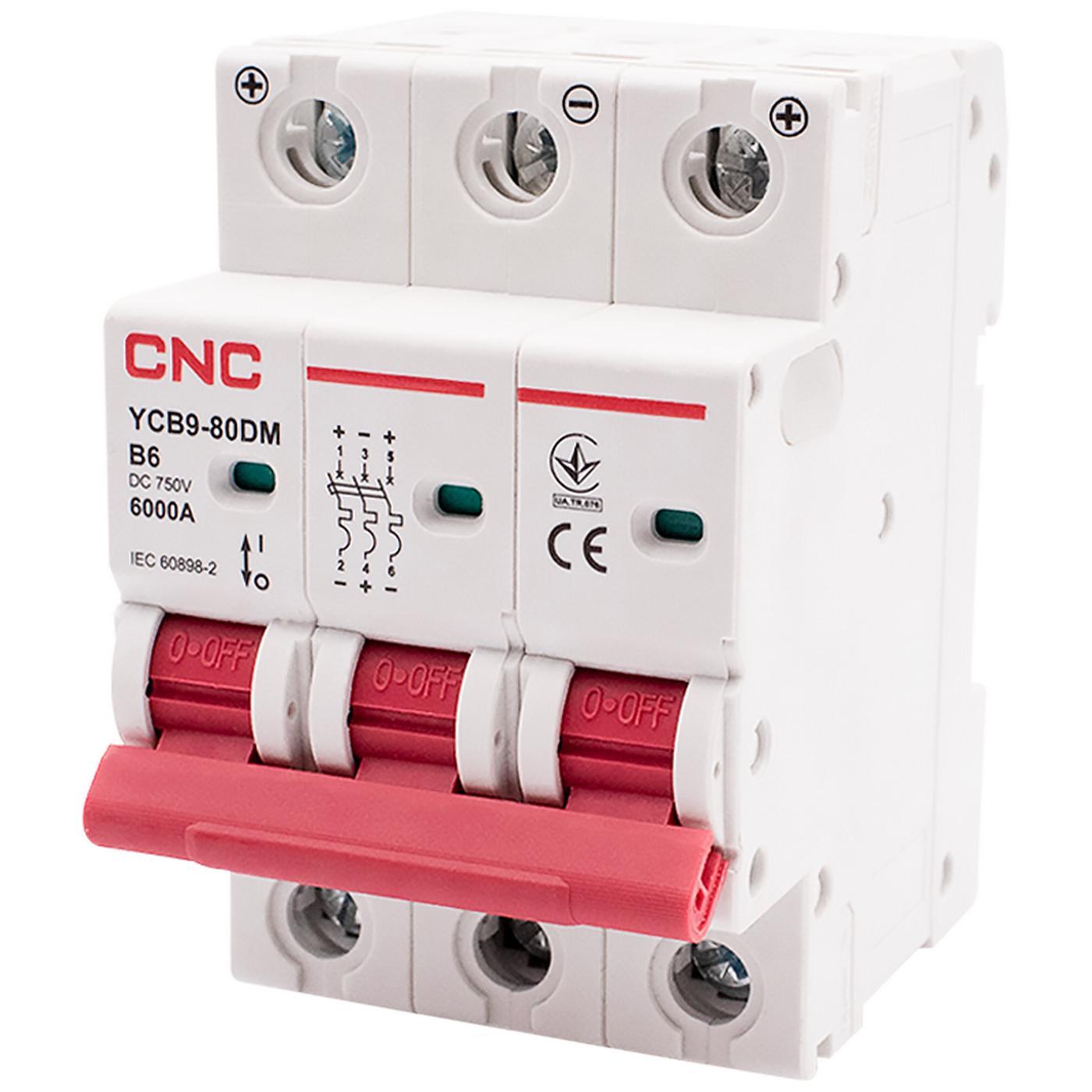 Автоматический выключатель CNC YCB9-80DM 3Р тип-B DC 6А 6 kA (Б00038137)