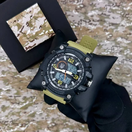 Наручные часы Patriot 012BKKHUASI Тризуб серебро с коробкой Черный/Хаки - фото 3