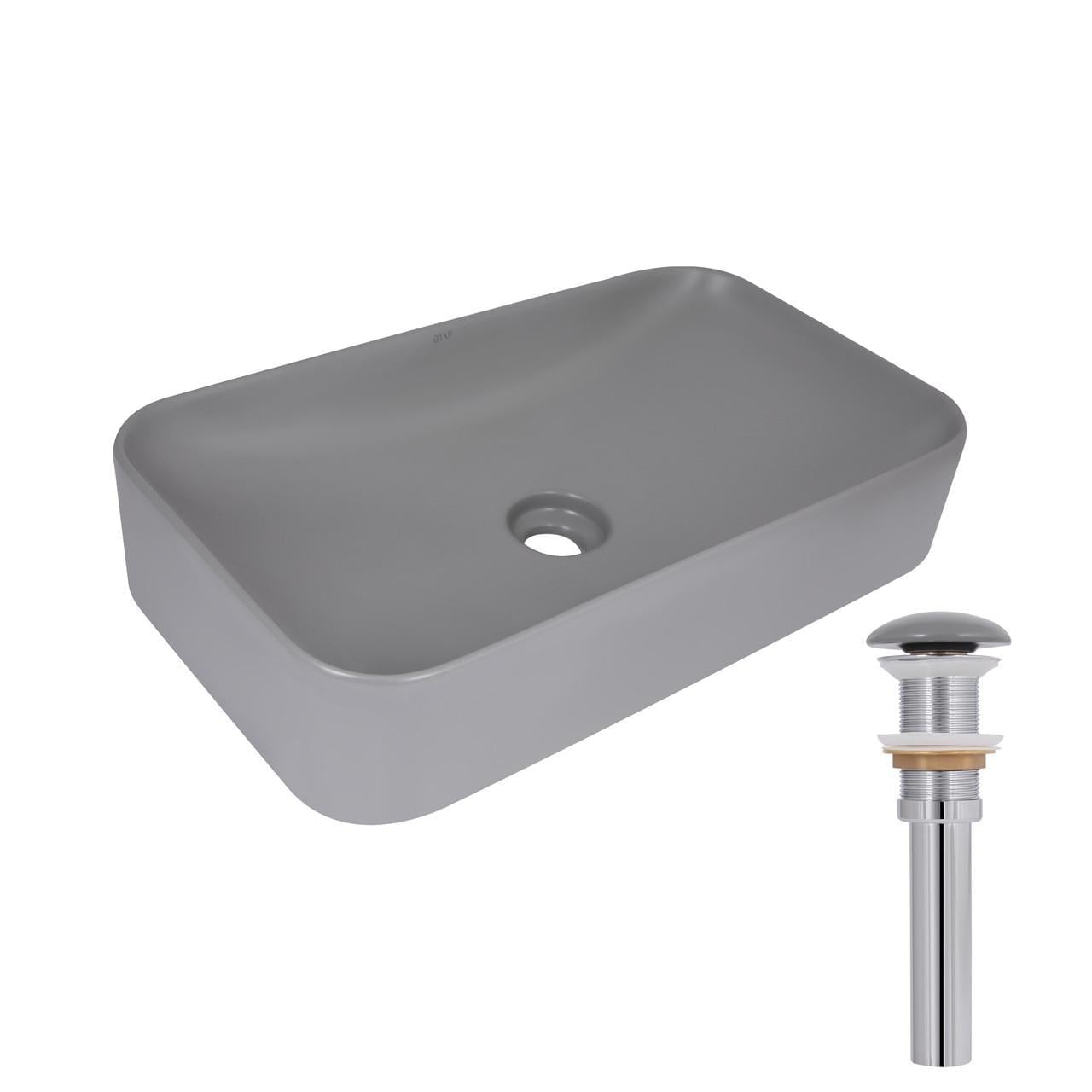 Раковина накладная Qtap Tern 610x350x135 мм прямоугольная с донным клапаном Stone grey (QTTER188SG49789) Раковина накладная Qtap Tern 610x350x135 мм прямоугольная с донным клапаном Stone grey (QTTER188SG49789)