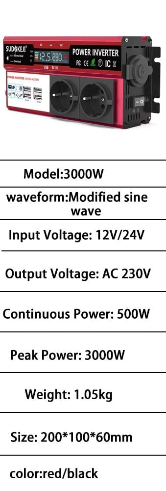 Инвертор автомобильный Sudokeji 12-220 3000 W - фото 3