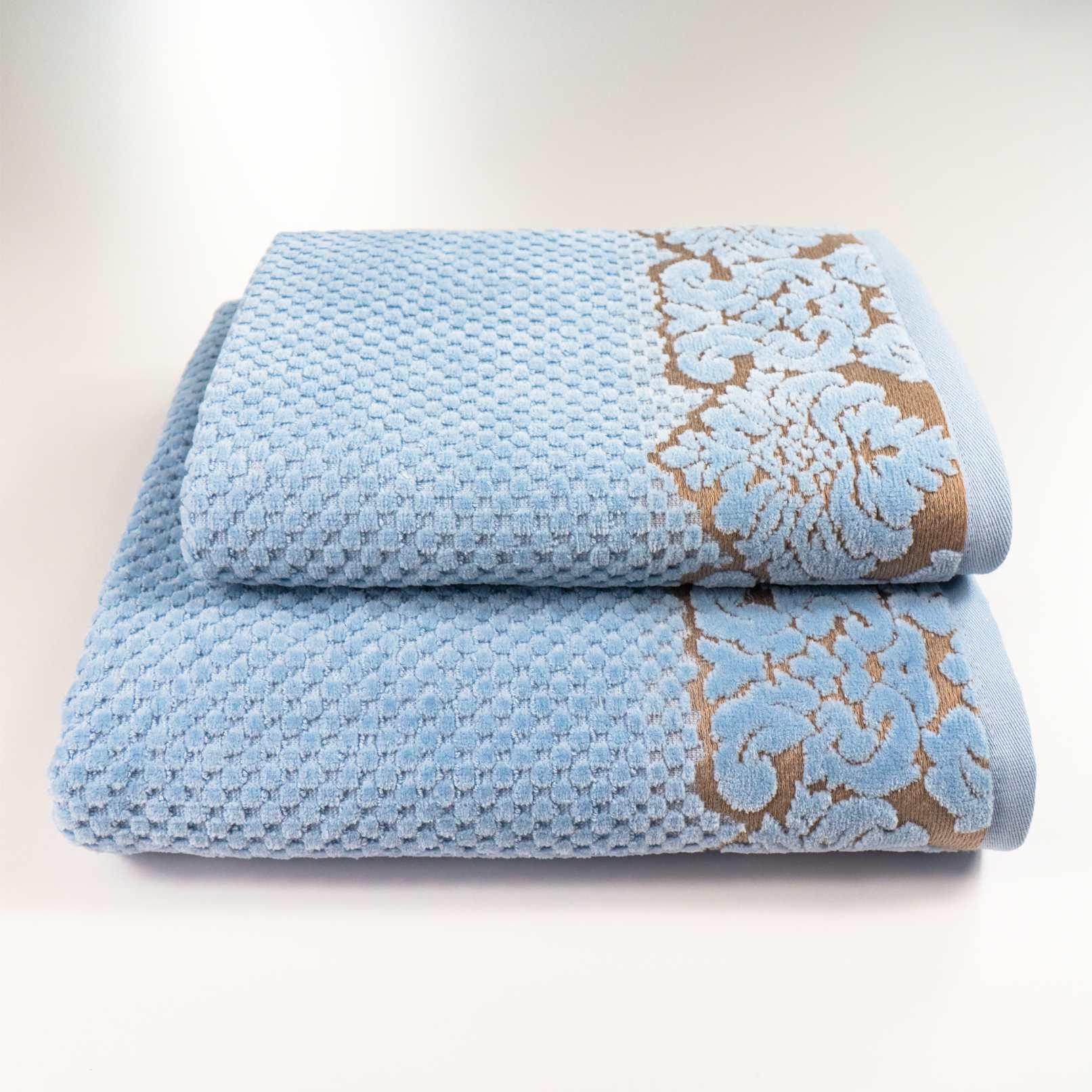 Набор полотенец Damask жаккардовое с велюром 2 шт. 50x90 см/70x140 см Светло-синий (550-dv-k2-lblue)