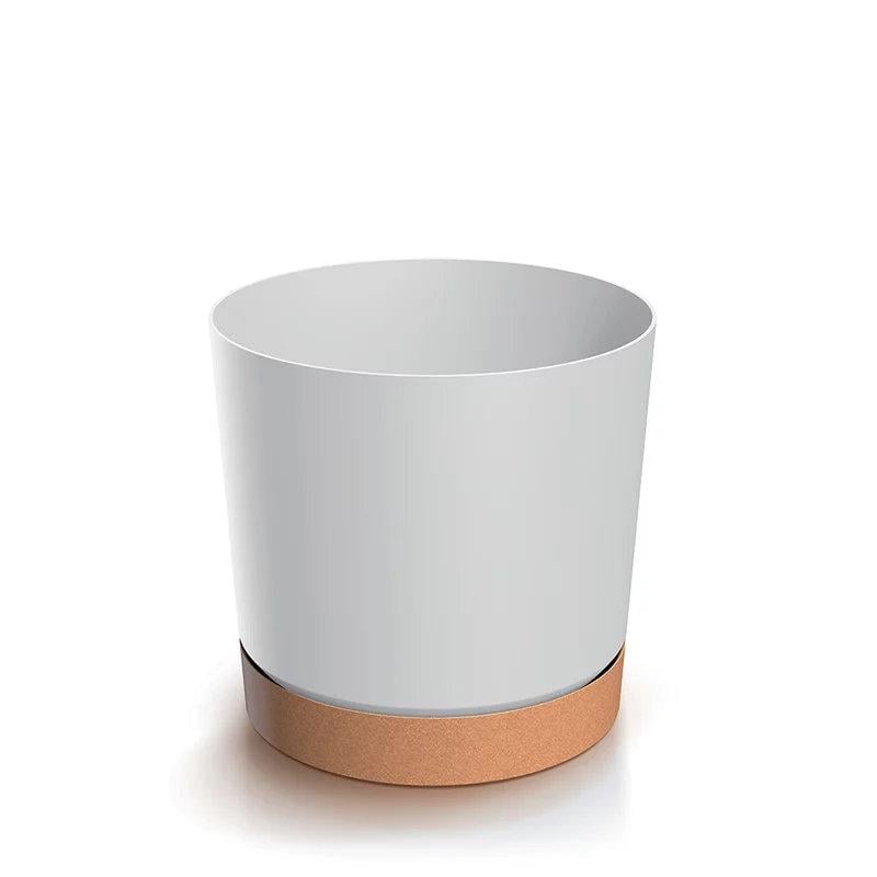 Горщик для квітів Prosperplast Tubo PM Eco Wood круглий з підставкою 24х24х21 см Білий (66088-449)