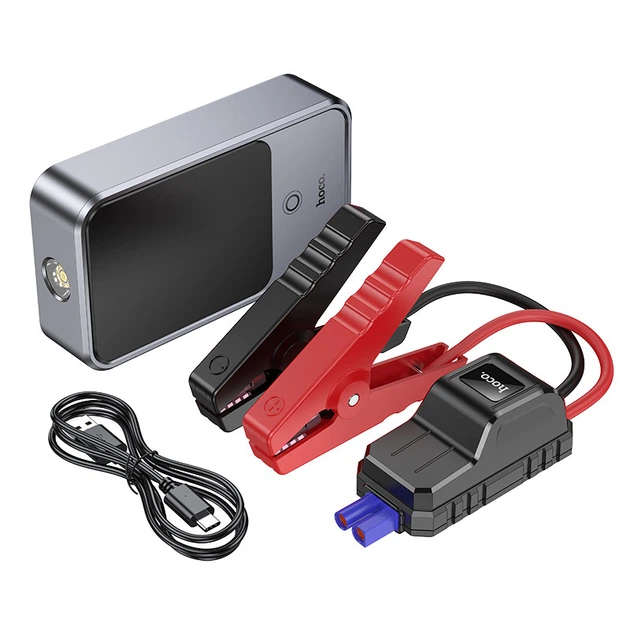 Пускозарядное устройство бустер Hoco QS7 10000mAh повербанк и фонарик Серый Пускозарядное устройство бустер Hoco QS7 10000mAh повербанк и фонарик Серый