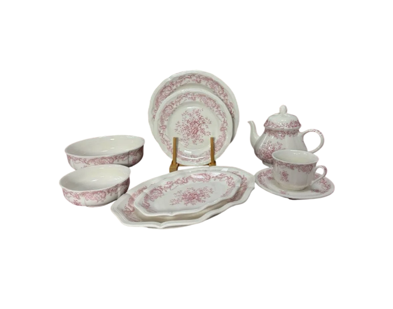 Столовый сервиз Royal Grace DY04 фарфоровый 6 персон 34 пред. Белый с розовым (DY04)