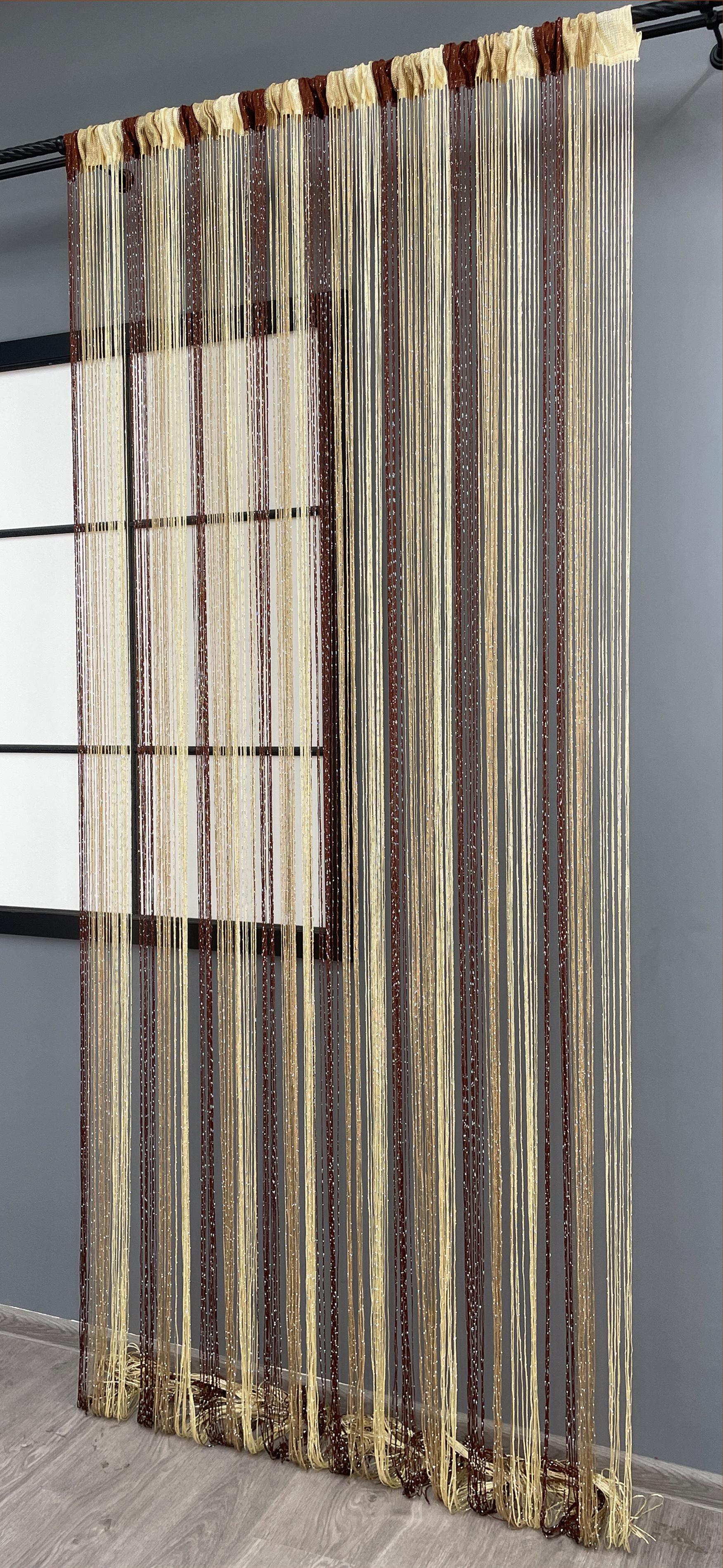 Шторы-нити с люрексом 300х300 см Венге/Ореховый/Молочный (61-078) - фото 4 Шторы-нити с люрексом 300х300 см Венге/Ореховый/Молочный (61-078) - фото 4