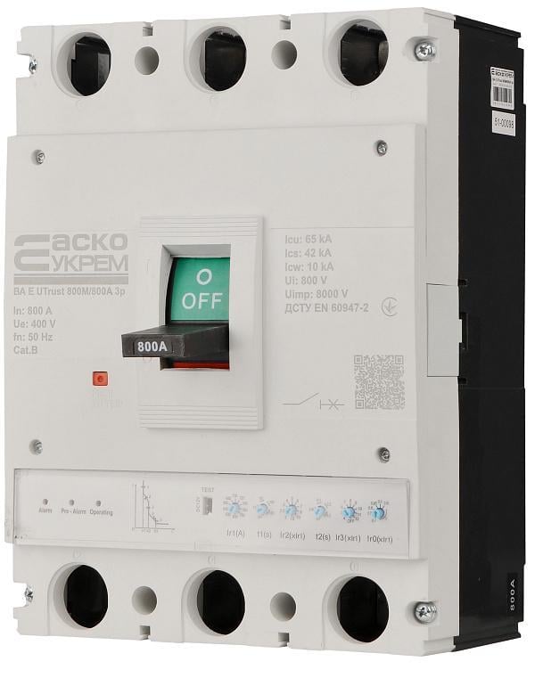 Автоматический выключатель силовой АСКО-УКРЕМ UTrust с электронным расцепителем 800M/800А 3P (28684085)