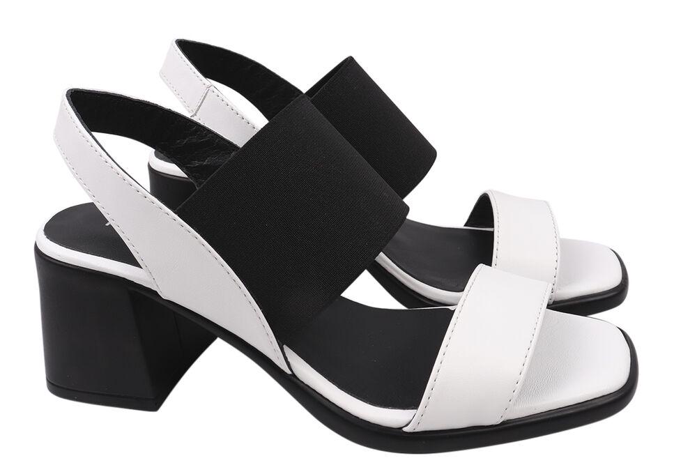 Босоніжки жіночі Mario Muzi зі шкіри на великому підборі з відкритою п'ятою р. 37 Білий (605-21LB)