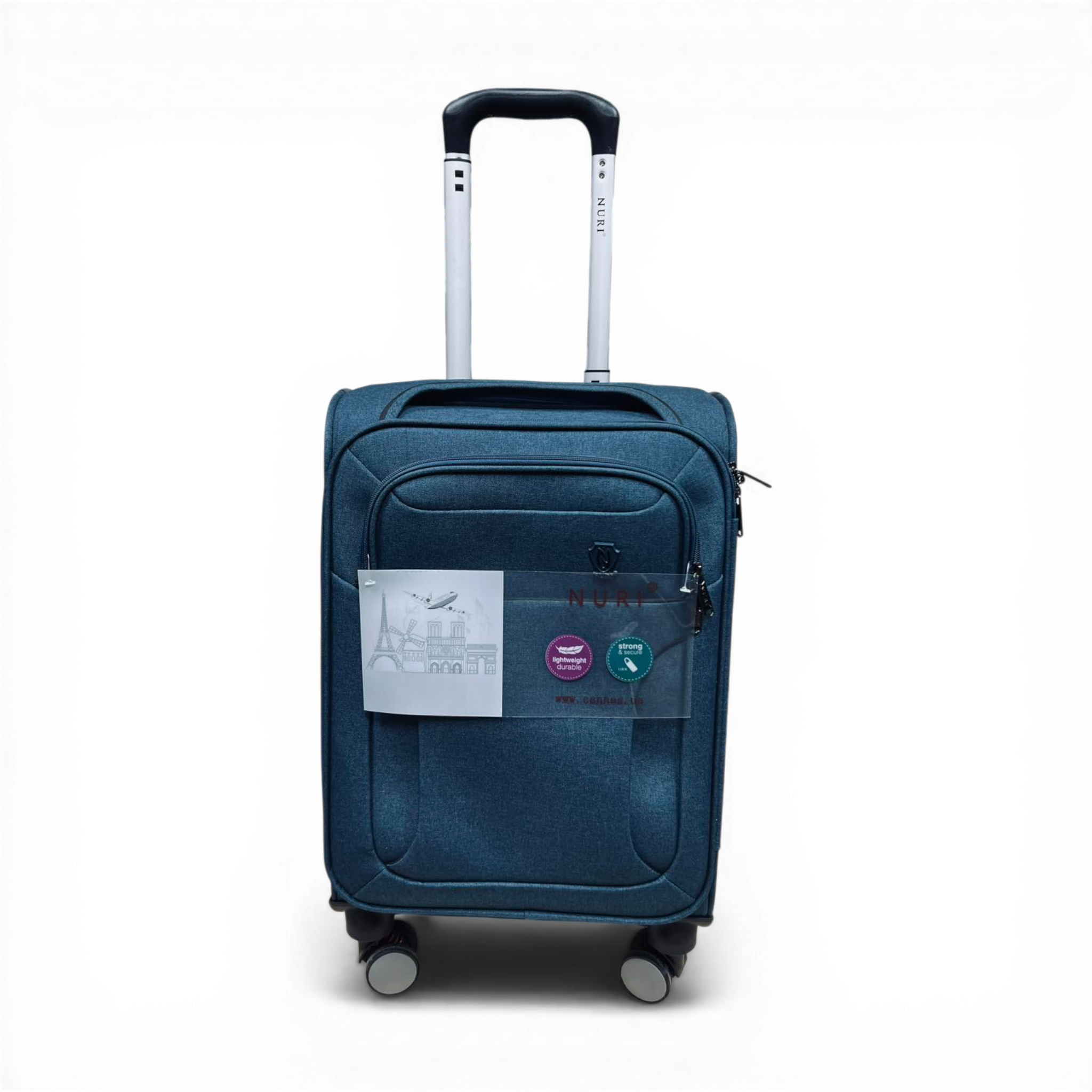 Чемодан Nuri 2823-110 на 4 колесах прочная ткань S Blue (11177)