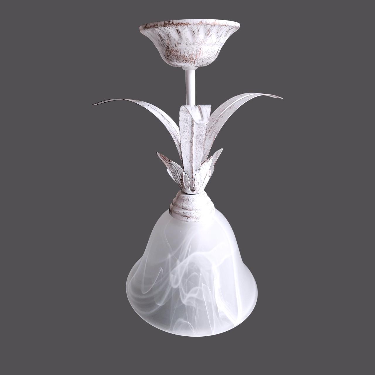 Плафон стеклянный Е27 Белый мраморный - фото 4