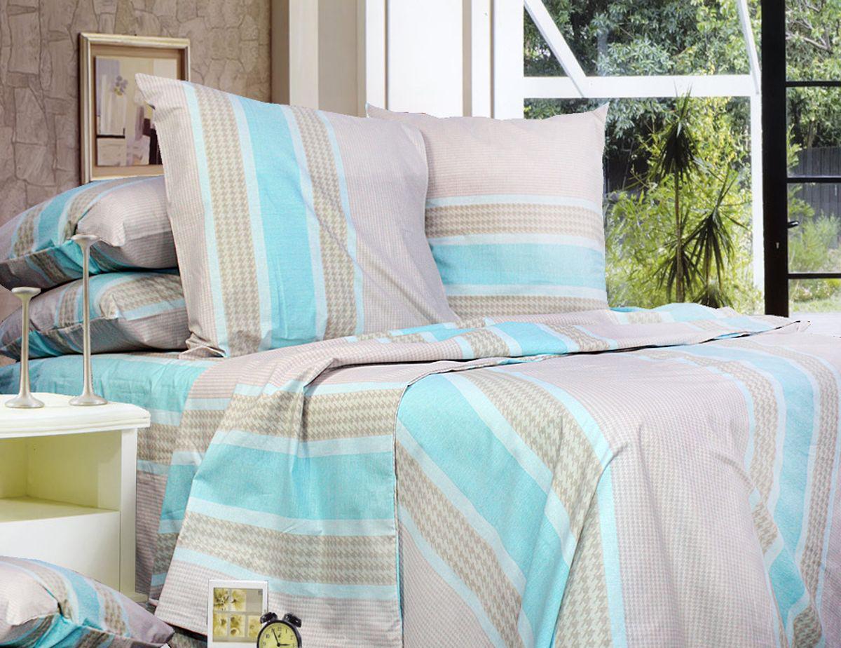 Комплект постельного белья евро Еней-плюс Р0070 Серый/Голубой