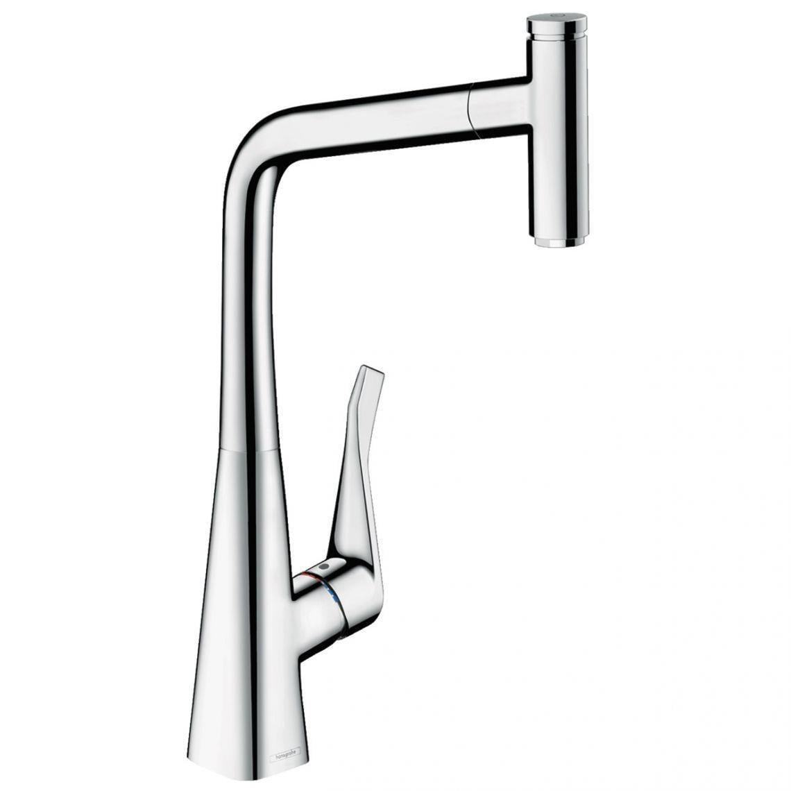 Смеситель кухонный для мойки Hansgrohe Metris M 71 Select 320 Sbox с вытяжным изливом Хромированный (73803000)