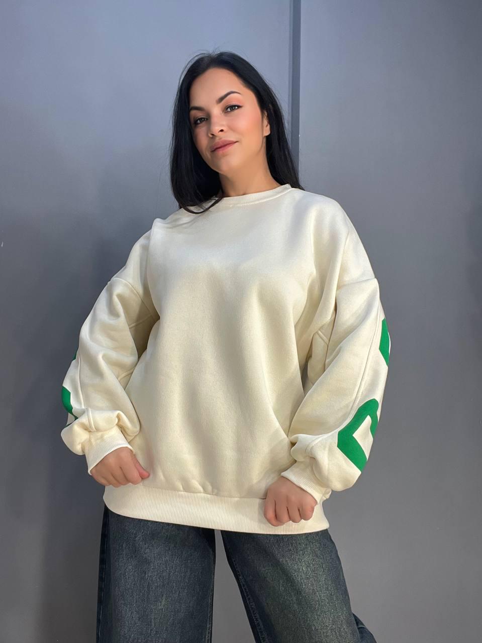 Свитшот женский DAVRAS 8174 CHICAGO удлиненный утепленный на флисе OS Молочный (1240) - фото 4 Свитшот женский DAVRAS 8174 CHICAGO удлиненный утепленный на флисе OS Молочный (1240) - фото 4