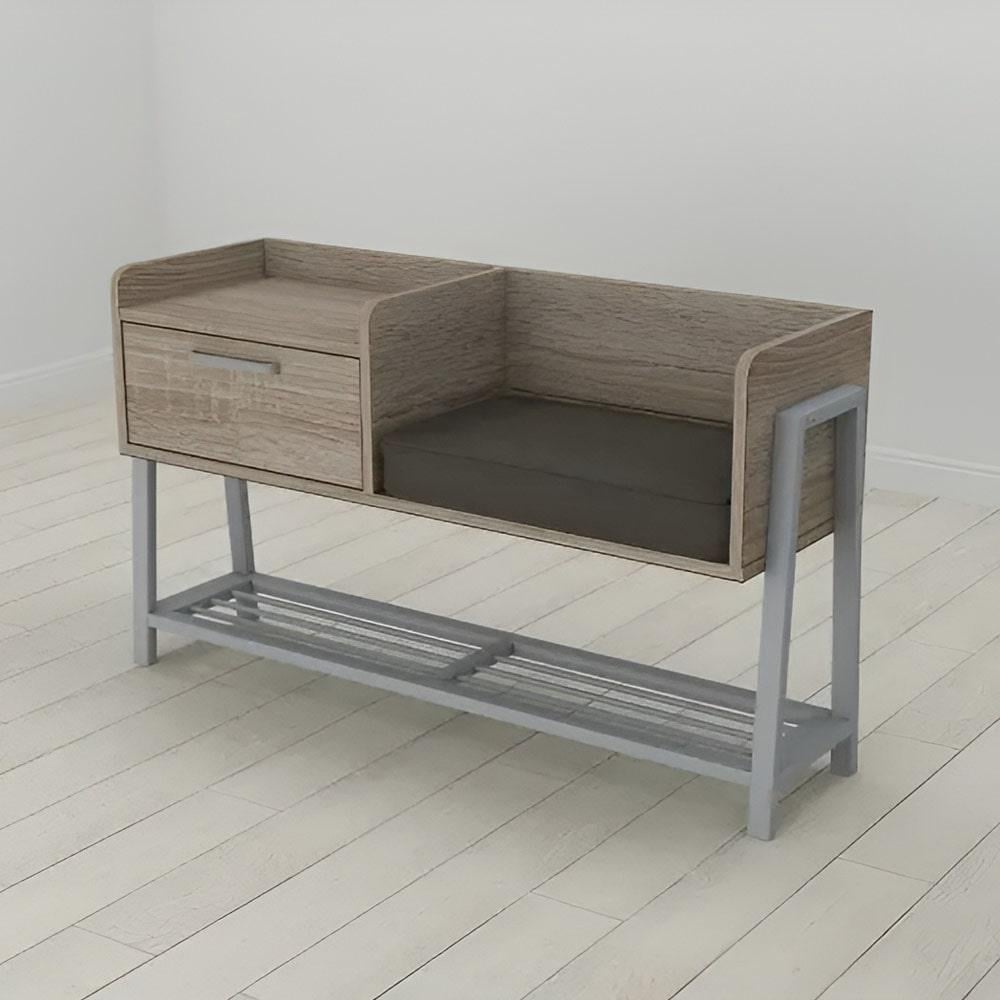 Банкетка с тумбочкой Ferrum-decor Бланка металл/ДСП 16 мм 540x1000x320 мм Серый/Сонома Трюфель (FRD-103042)