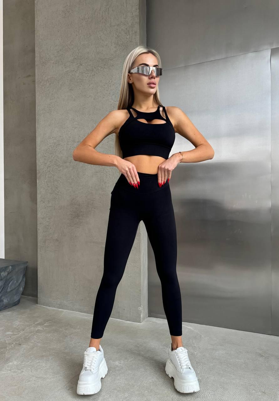 Леггинсы с карманами и эффектом пуш-ап S Черный (QB010000S) - фото 2 Леггинсы с карманами и эффектом пуш-ап S Черный (QB010000S) - фото 2