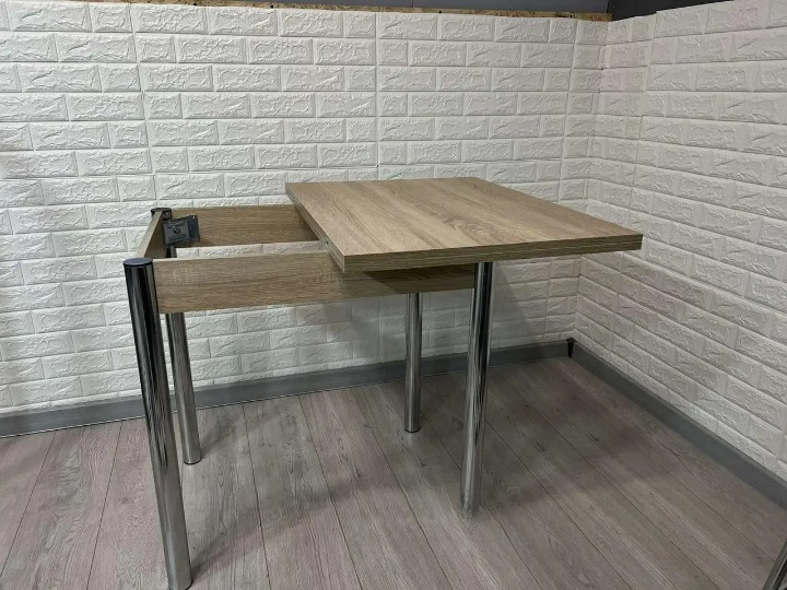 Стіл Оскар розкладний для кухні 60х80х80х120х75 см Дуб сонома/Трюфель/Хром - фото 2 Стіл Оскар розкладний для кухні 60х80х80х120х75 см Дуб сонома/Трюфель/Хром - фото 2