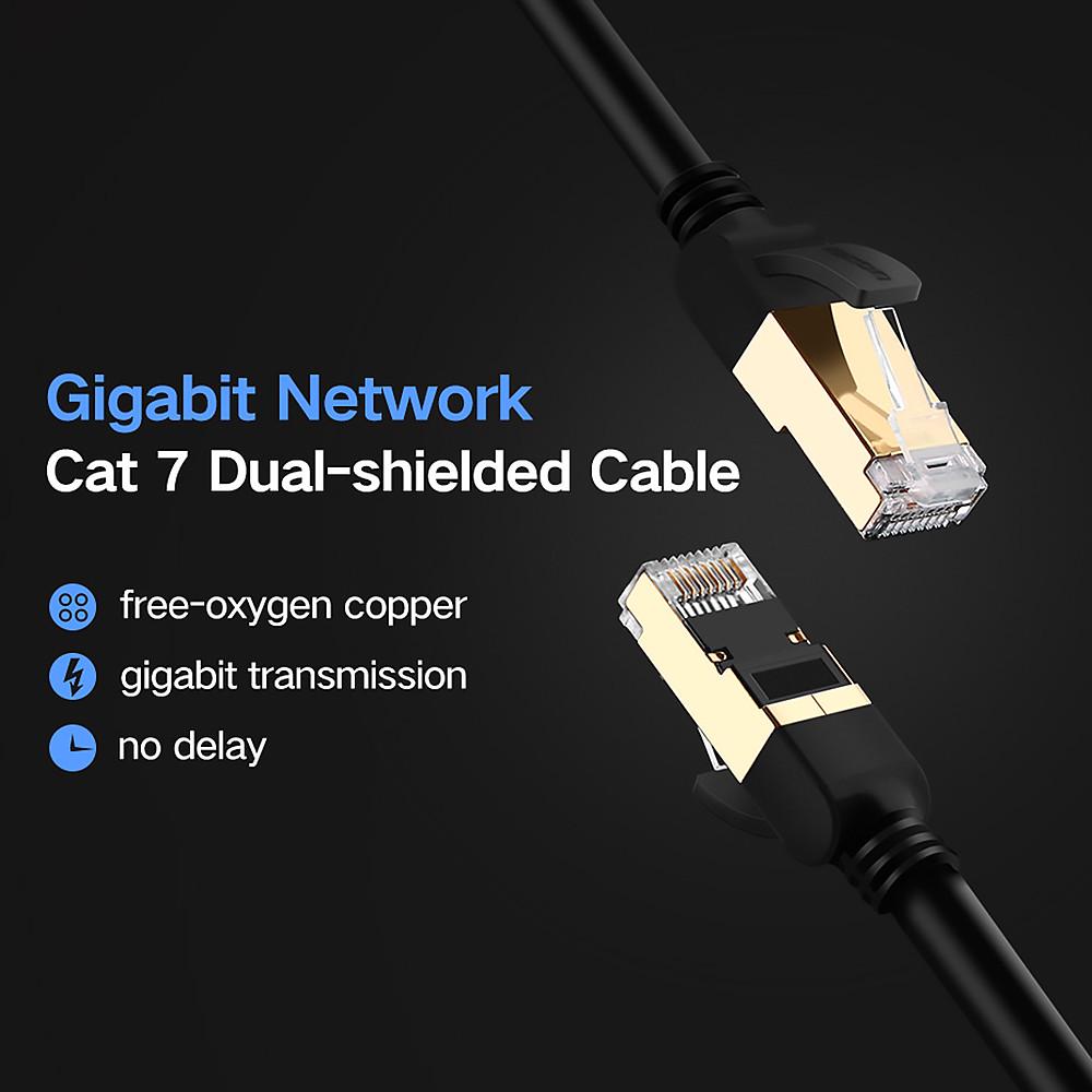 Мережевий кабель патч-корд UGREEN NW107 Cat7 F/FTP Round Ethernet Cable 3 м Black (11270) - фото 6