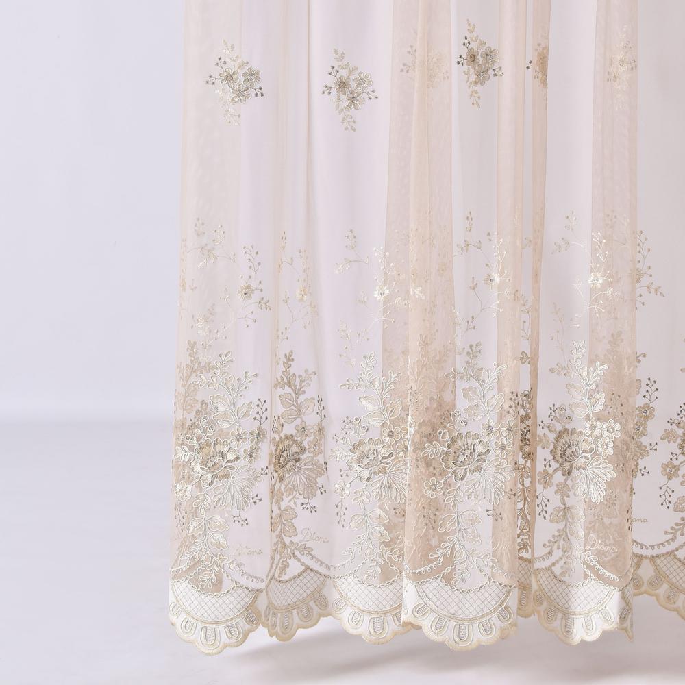 Тканина тюль фатин Беладонна V-8 з вишивкою 295 см Nude (26375)