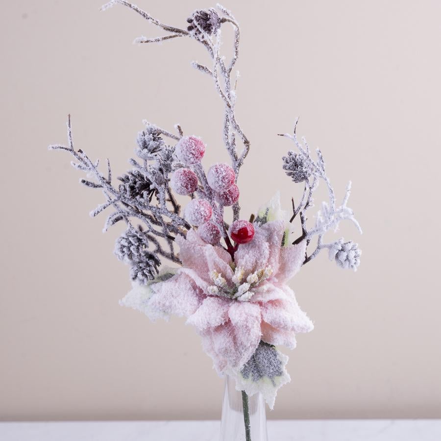 Новорічна композиція з рожевою пуансетією 37 см (8286-1)