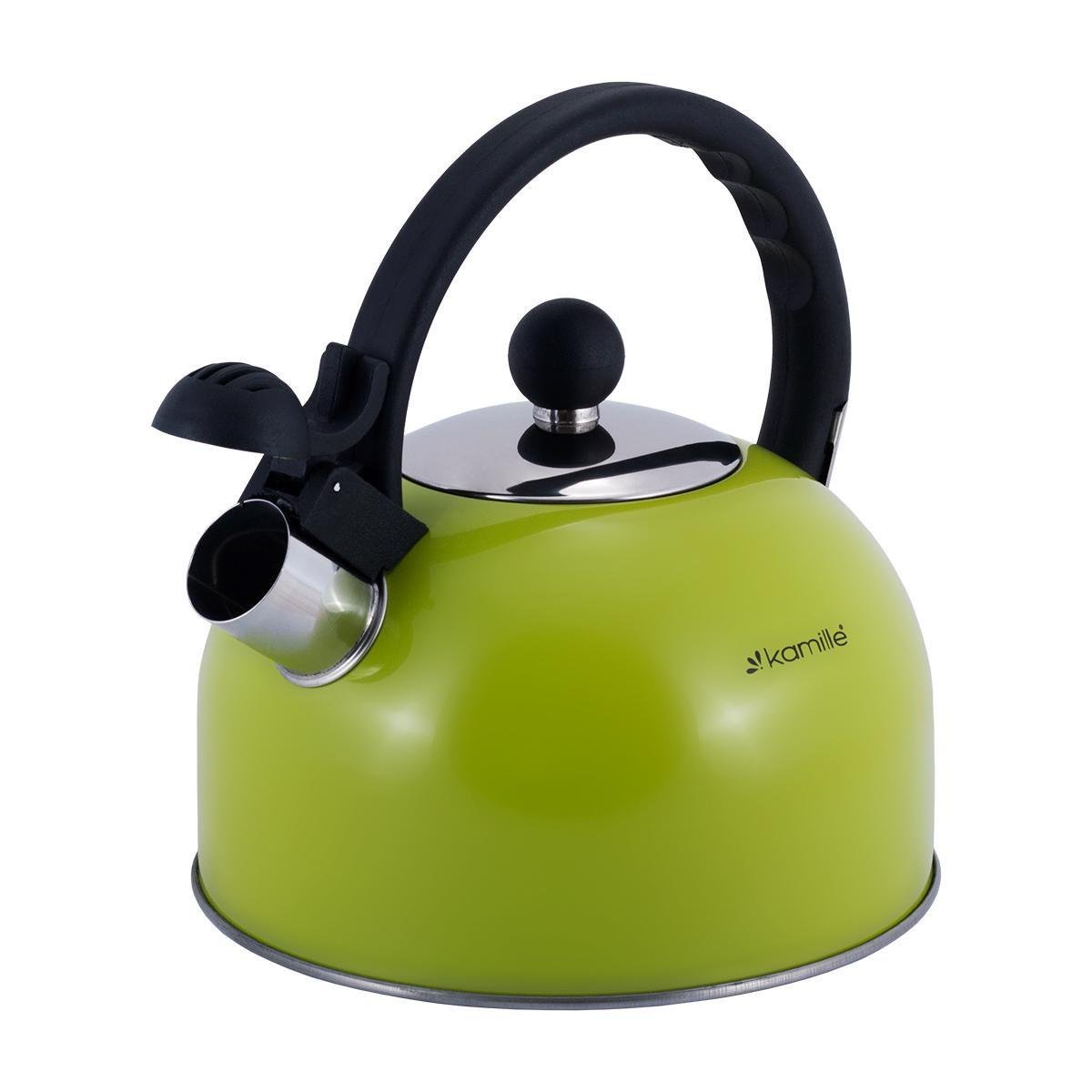 Чайник Kamille Vizo з нержавіючої сталі зі свистком 2,5 л Салатовий (13126113) - фото 2 Чайник Kamille Vizo з нержавіючої сталі зі свистком 2,5 л Салатовий (13126113) - фото 2