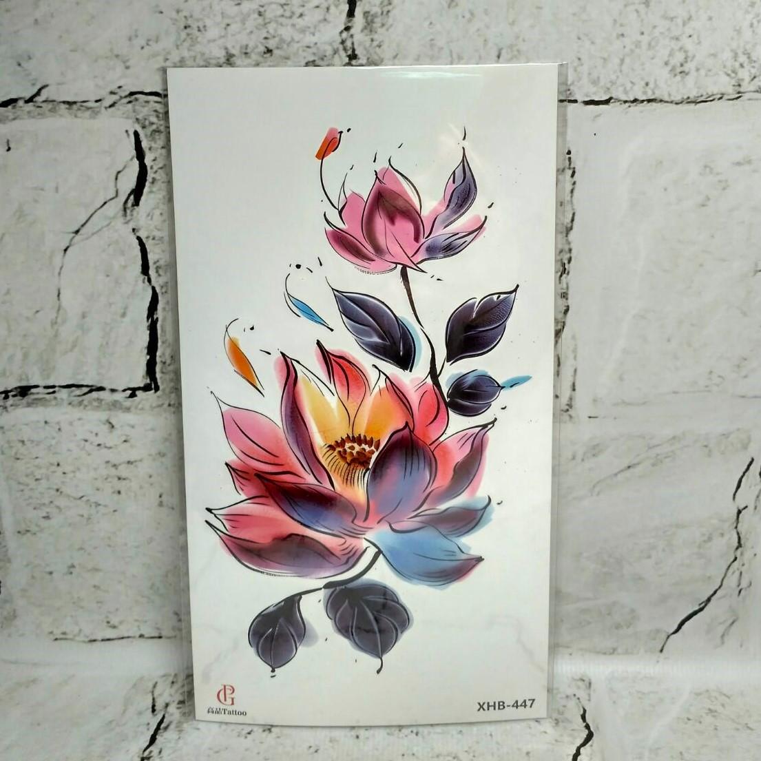 Тату временное Цветок лист 11,5x21 см (XHB-447)