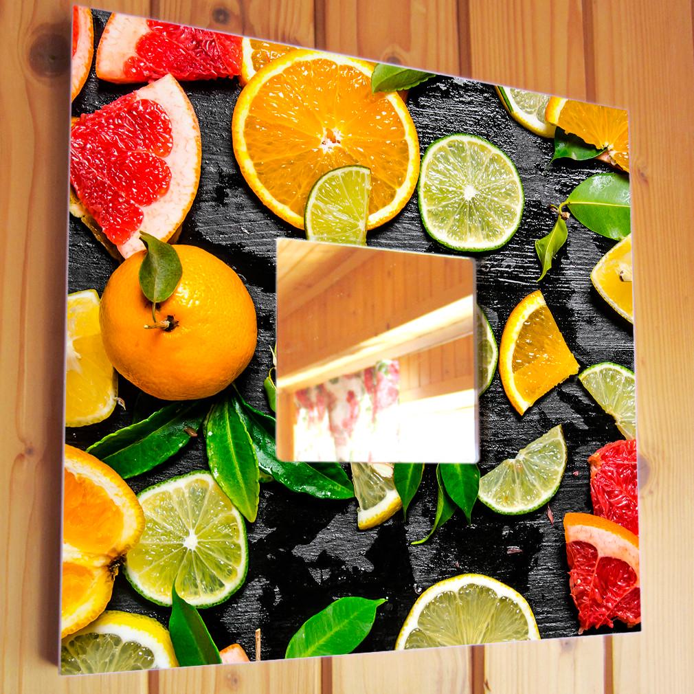 Зеркало декоративное для кухни Цитрусы 260х260 мм (M03880) Зеркало декоративное для кухни Цитрусы 260х260 мм (M03880)