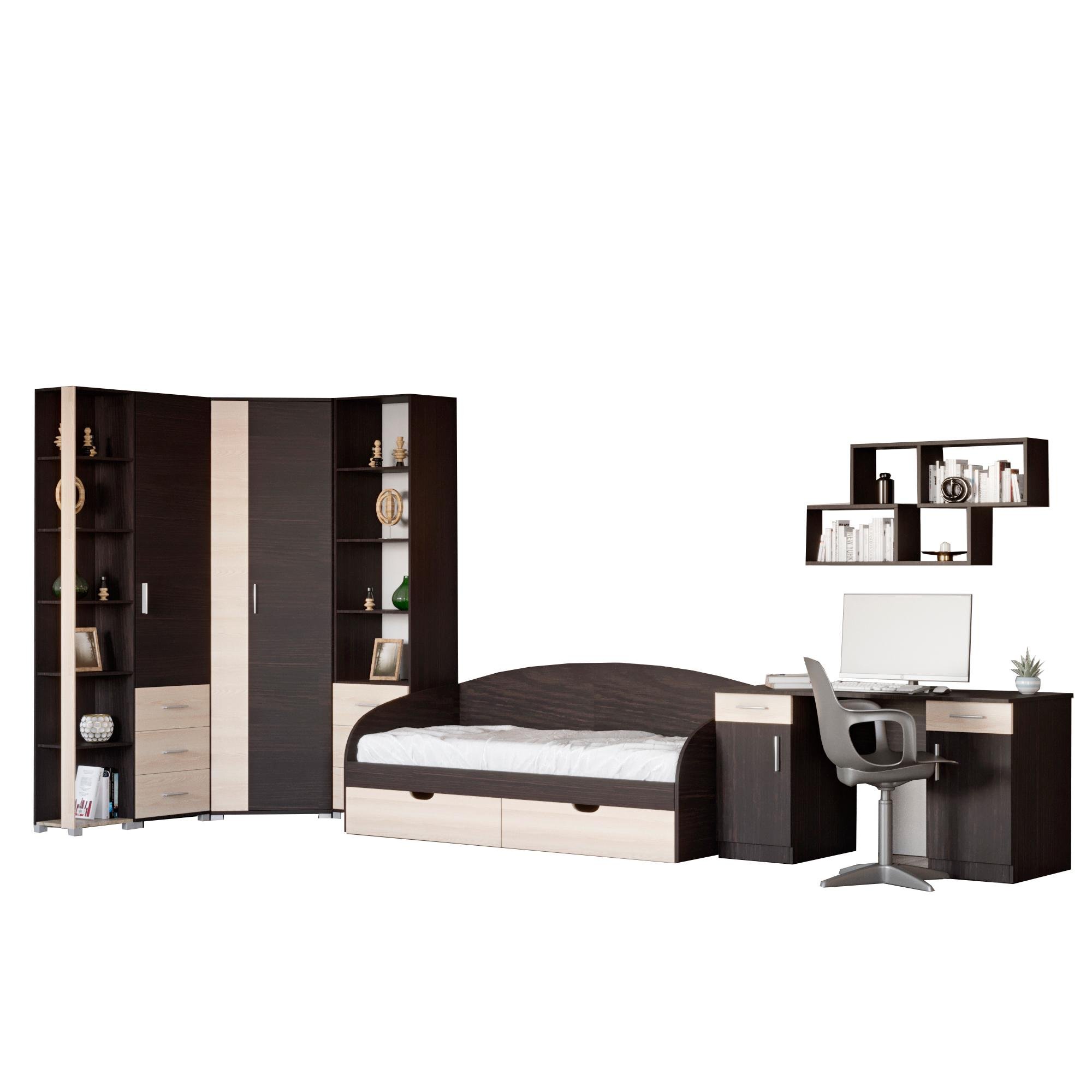 Гарнитур спальный в детскую Эверест Бриз 12 Венге/Дуб молочный (DTM-2572)