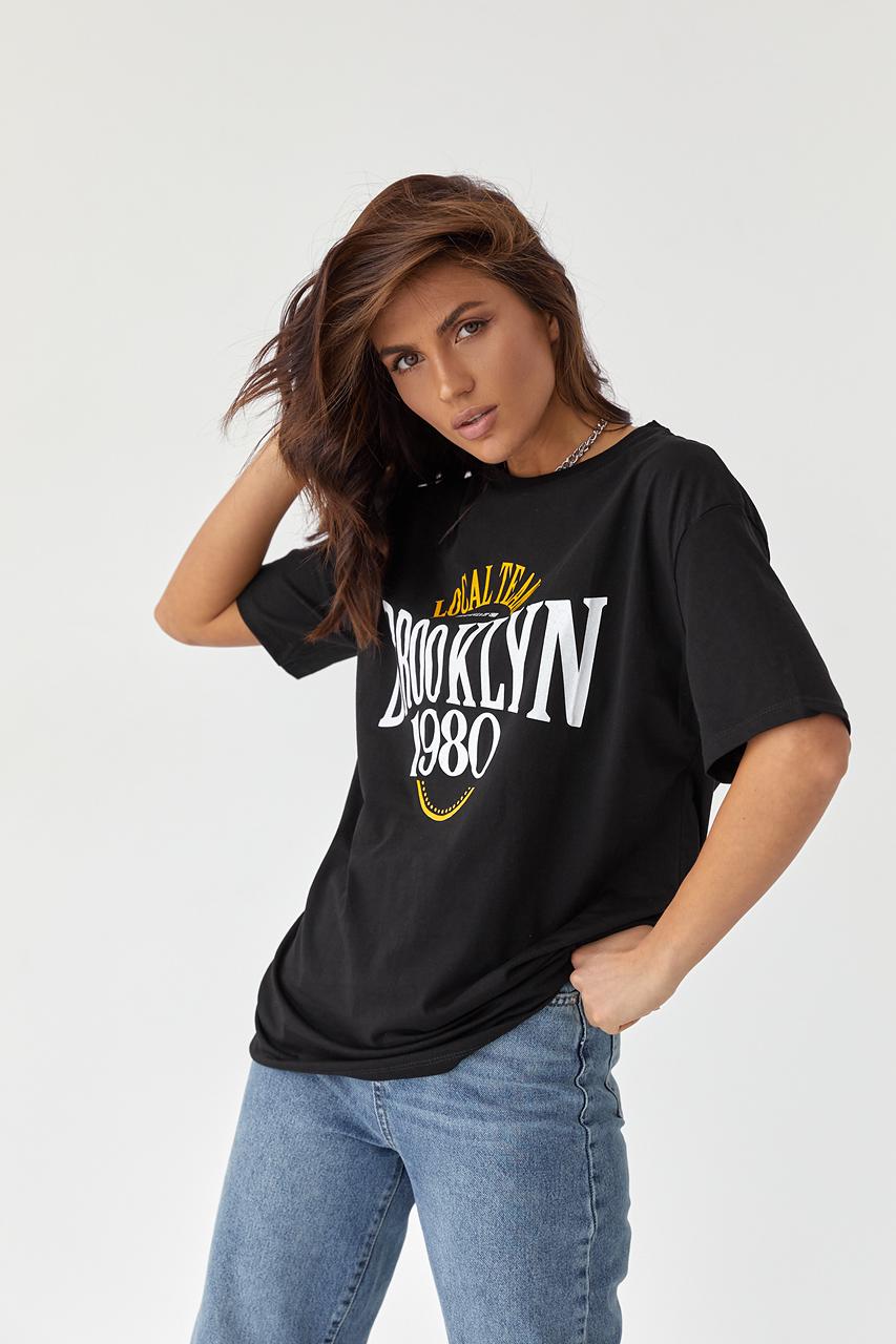 Футболка хлопковая с принтом Brooklyn Barley M Черный