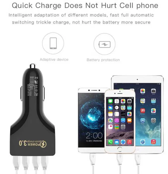 Автомобільний зарядний пристрій  Robotsky Fast Charger 4 USB Чорний (2503224211) - фото 3