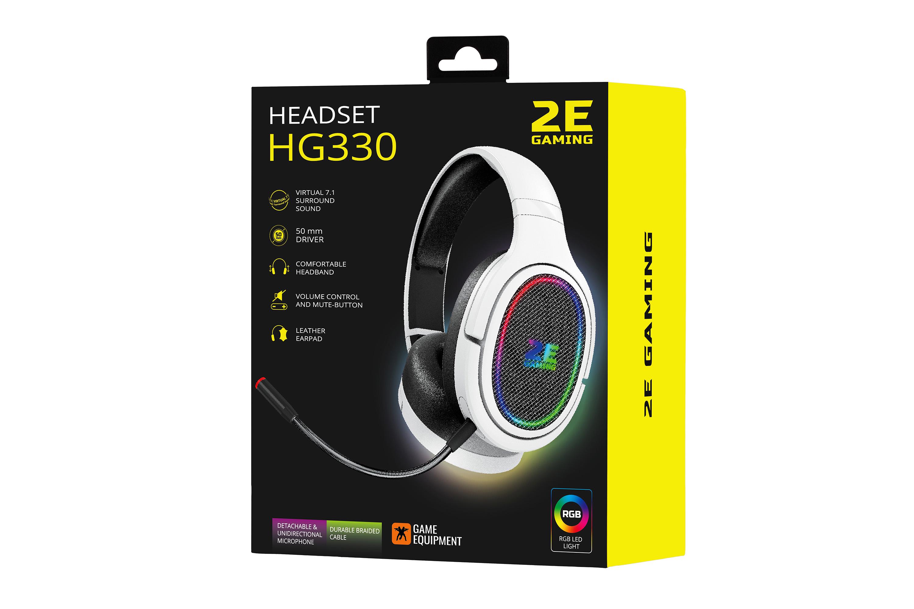 Наушники 2E GAMING HG330 проводные 7,1 микрофон LED-подсветка для ПК Белый (625121) - фото 8