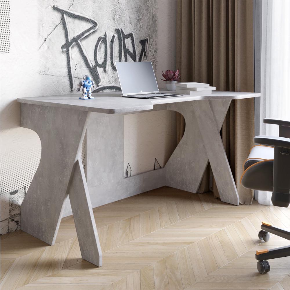 Стіл геймерський Lion Крід для комп'ютера та ноутбука 130х80х74,5 см Бетон (Lion-041716) - фото 1 Стіл геймерський Lion Крід для комп'ютера та ноутбука 130х80х74,5 см Бетон (Lion-041716) - фото 1