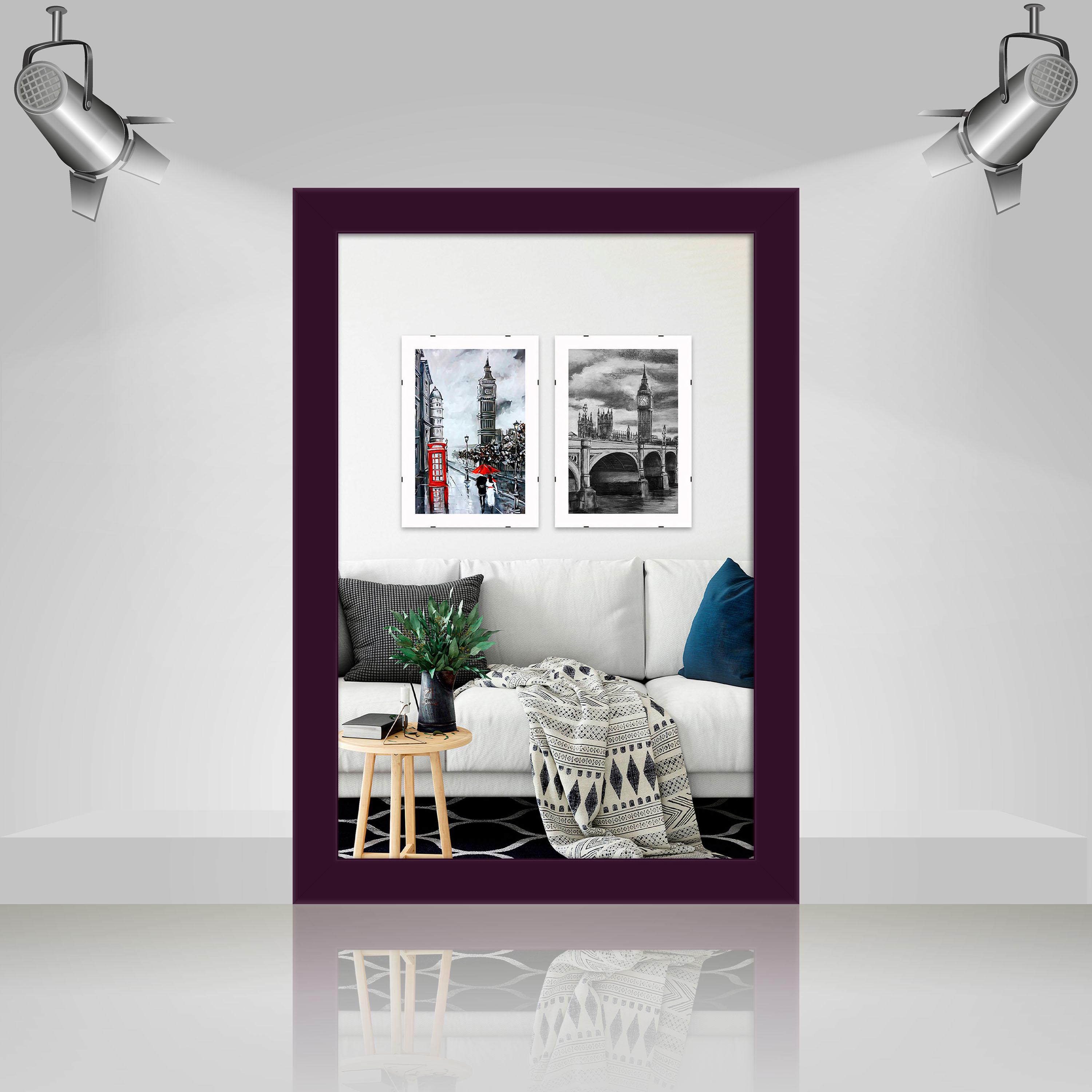 Фоторамка деревянная EmojiFrame 20х30 см AH2220-02 антибликовое стекло 2 мм с ножкой Фиолетовый - фото 3