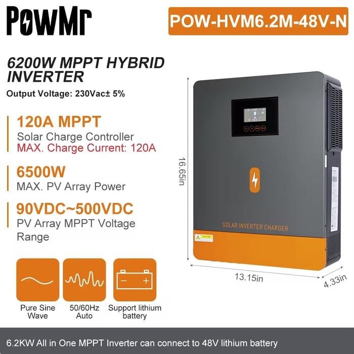 Инвертор гибридный PowMr 6200 Вт (POW-HVM6.2M-48V) - фото 7