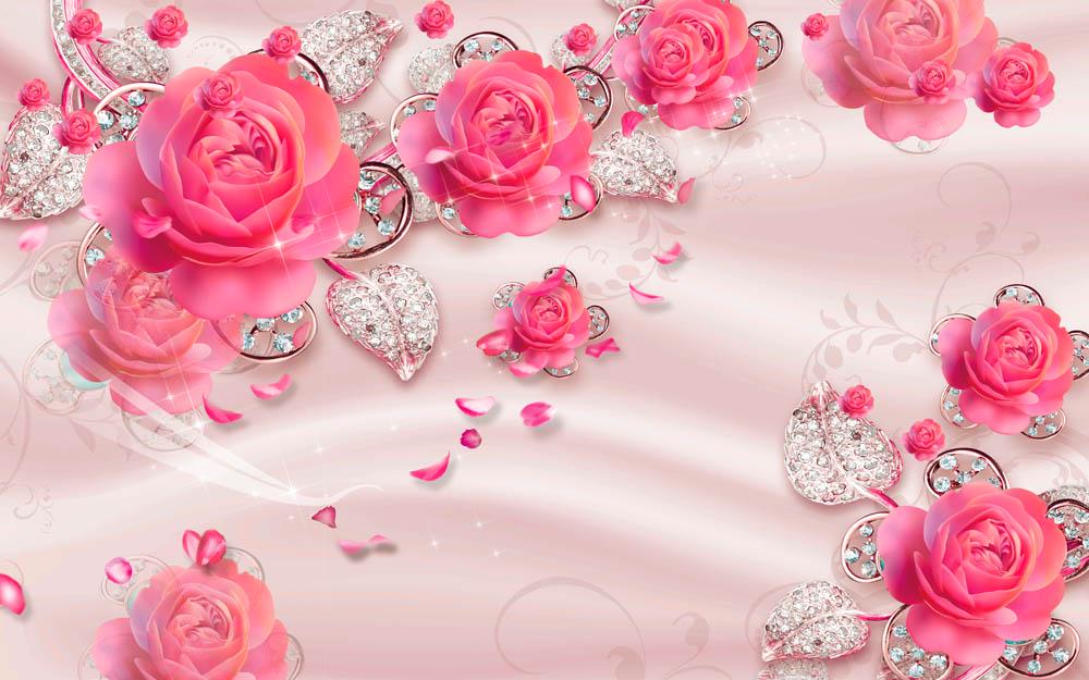 Фотообои Artside Розовые розы и драгоценности 1220069779d