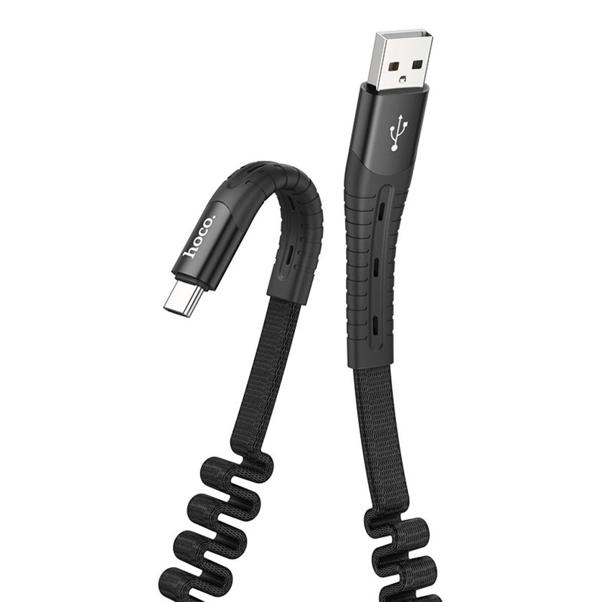 Кабель Hoco U78 USB to Type-C Cotton Treasure Elastic 0,8-1,2 м Black (10685008)