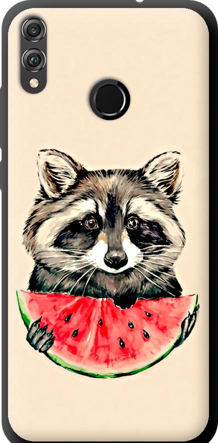 Чехол на Huawei Honor 8X Енотик с арбузом (4605b-1596-42517)