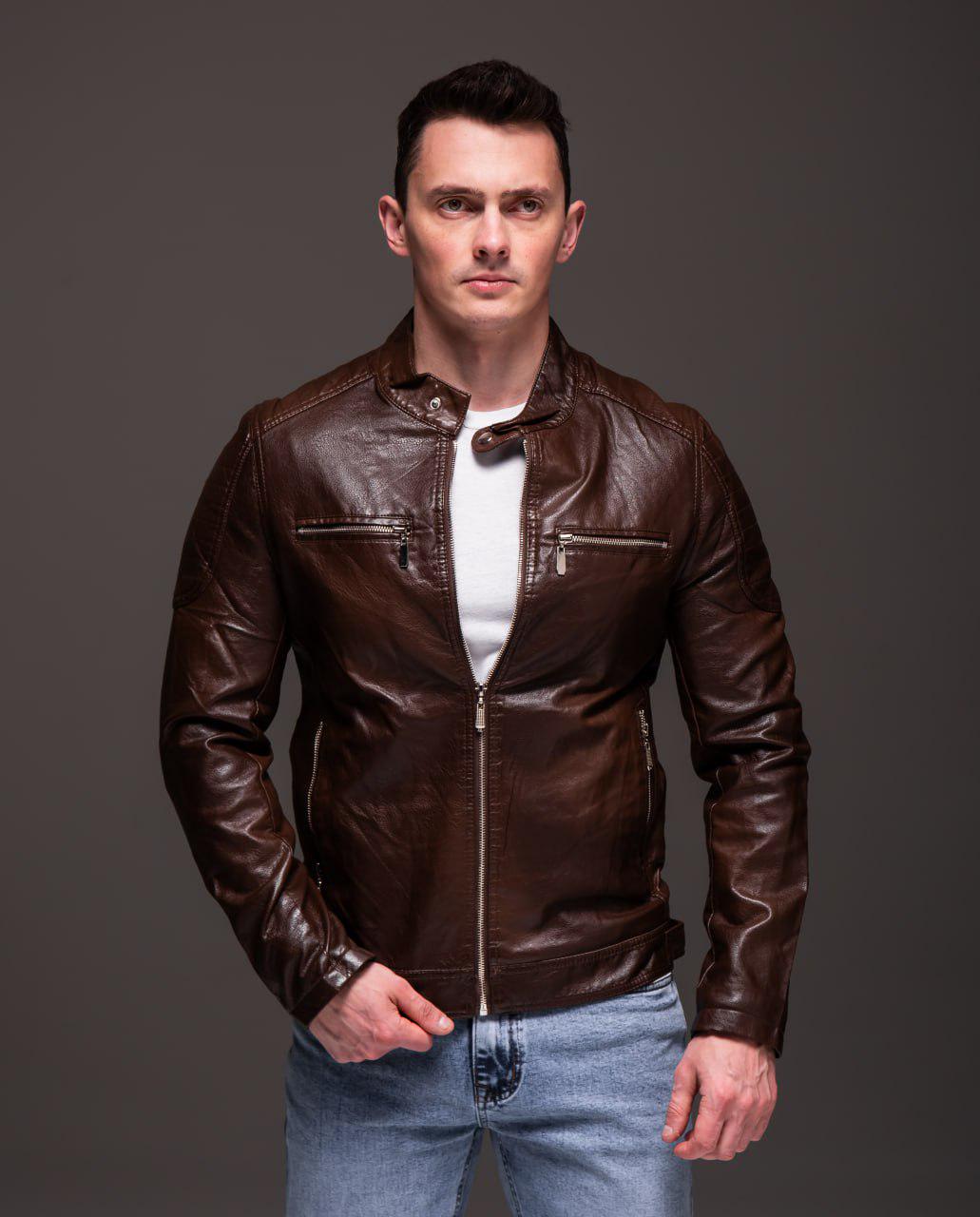 Куртка чоловіча з еко-шкіри M Коричневий (2341/1/3) - фото 9 Куртка чоловіча з еко-шкіри M Коричневий (2341/1/3) - фото 9