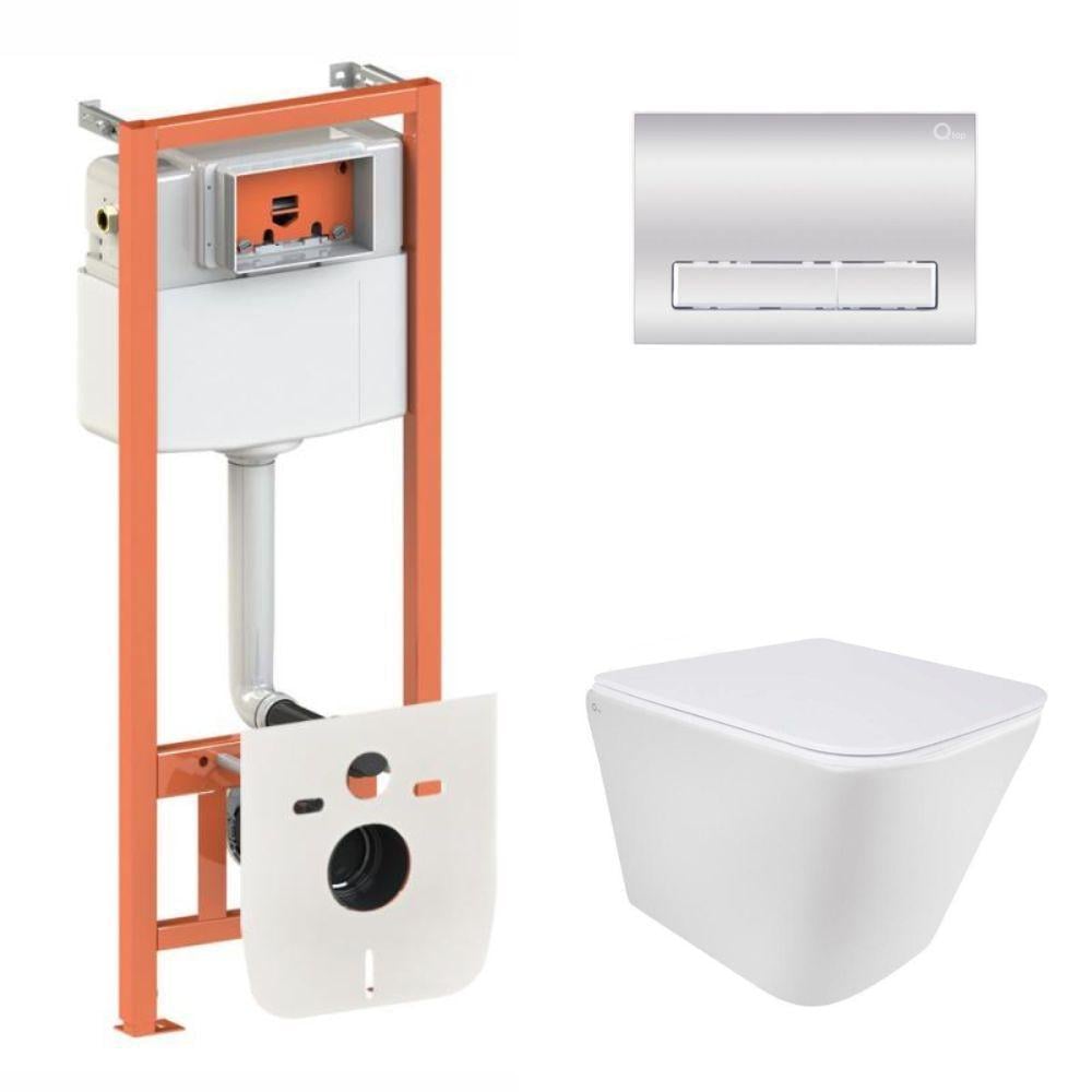 Комплект для ванної кімнати Qtap підвісний унітаз Tern Ultra Quiet та комплект інсталяції Nest 4в1 лінійна клавіша (2610410222)