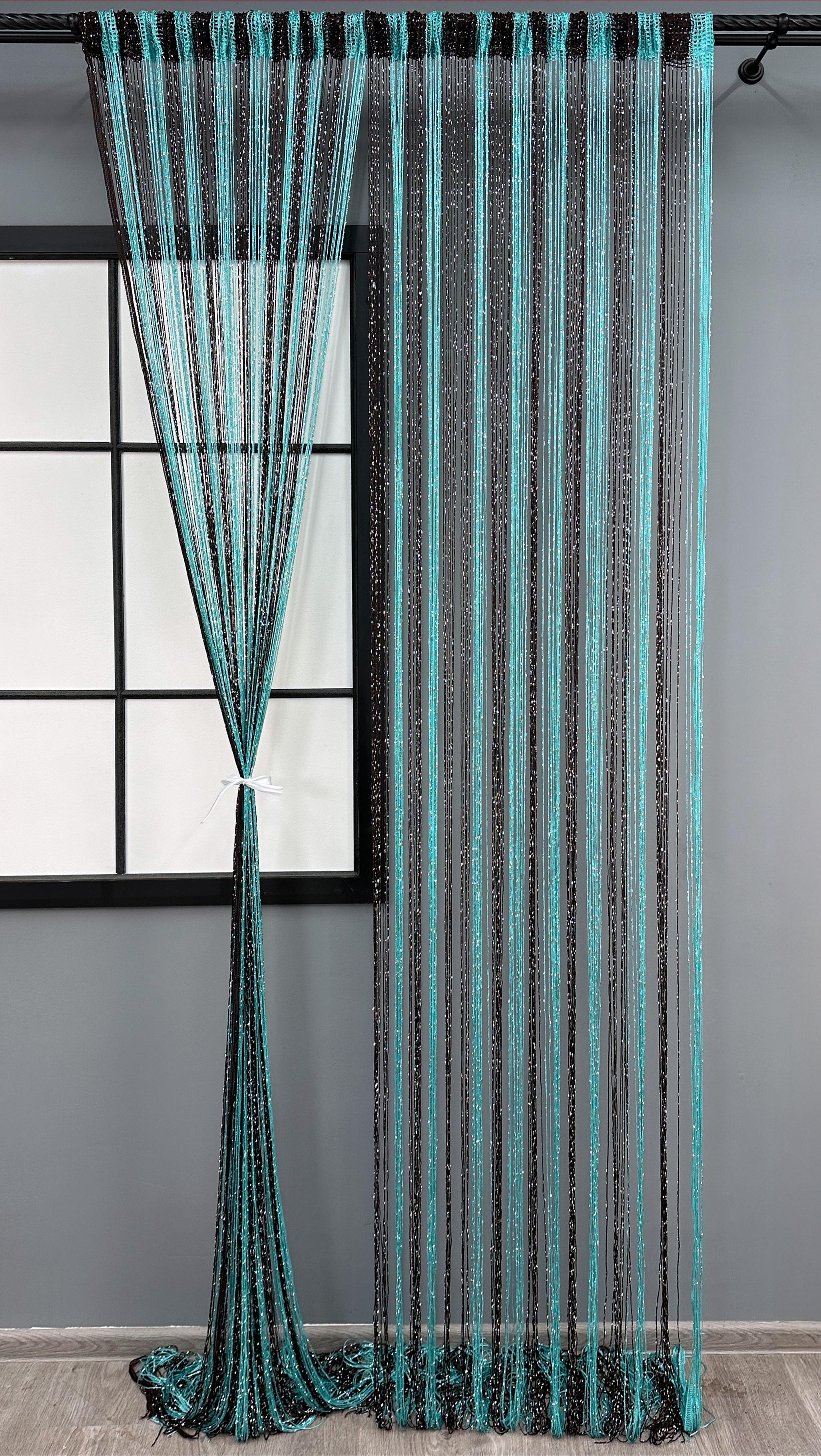 Шторы-нити с люрексом 300х300 см Бирюзовый/Венге (61-101) - фото 1 Шторы-нити с люрексом 300х300 см Бирюзовый/Венге (61-101) - фото 1