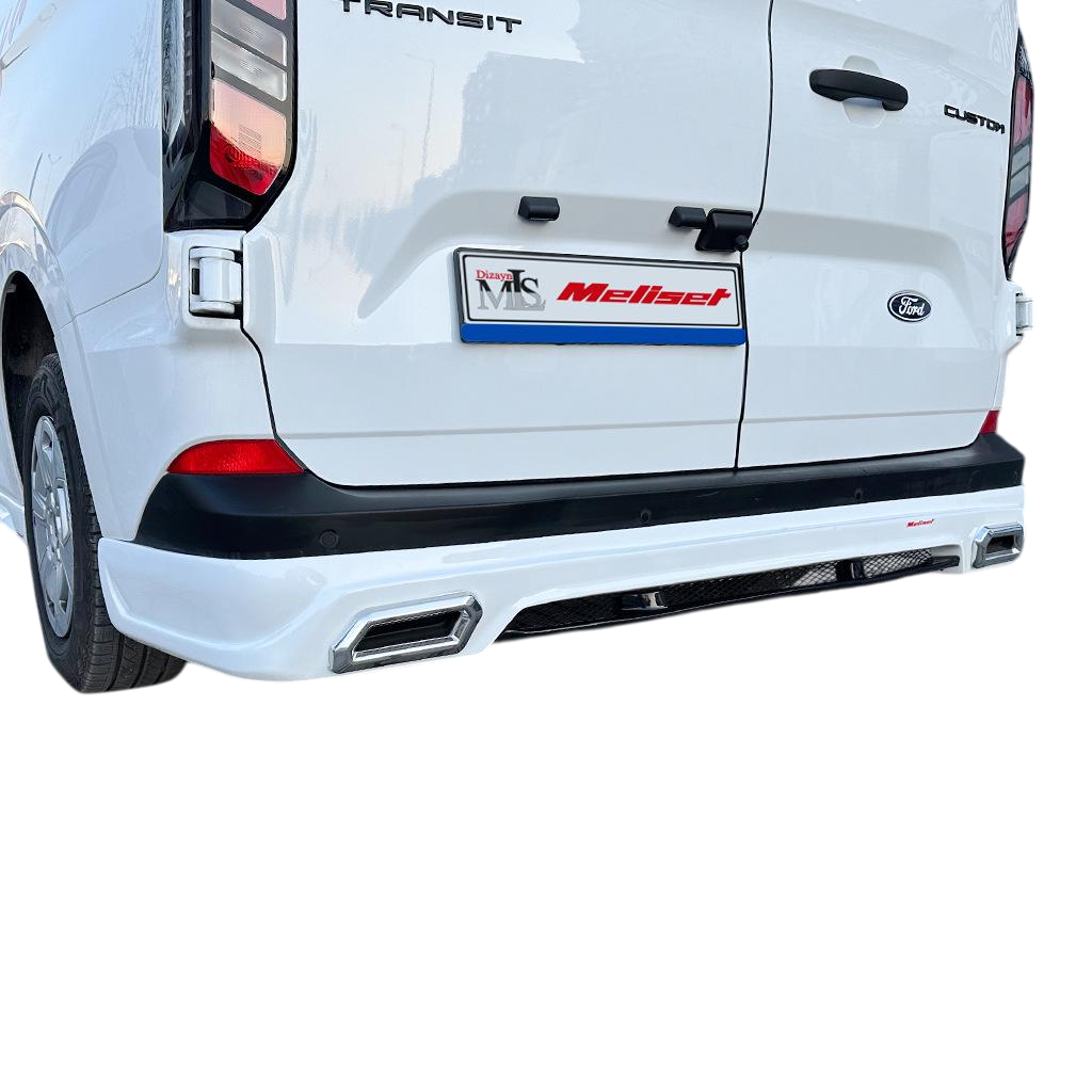 Накладка на задний бампер Meliset для Ford Custom 2023-рр. стеклопластик под покраску (146045)