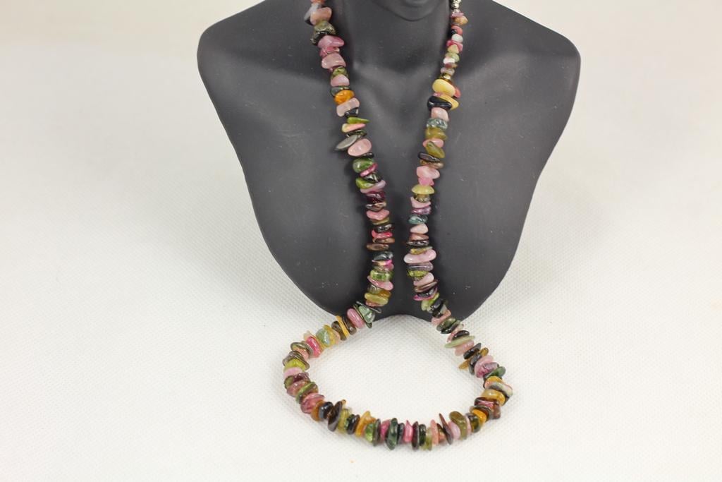 Бусы турмалин крошка 49 см Серебристый (29527492)