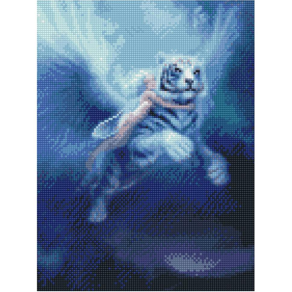 Алмазная мозаика Strateg Девушка с тигром 30х40 см (HX014)