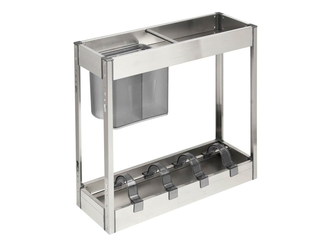 Карго фасад нижнее крепление с доводчиком Virno Style нержавеющая сталь 2 полки 200 мм (21749)