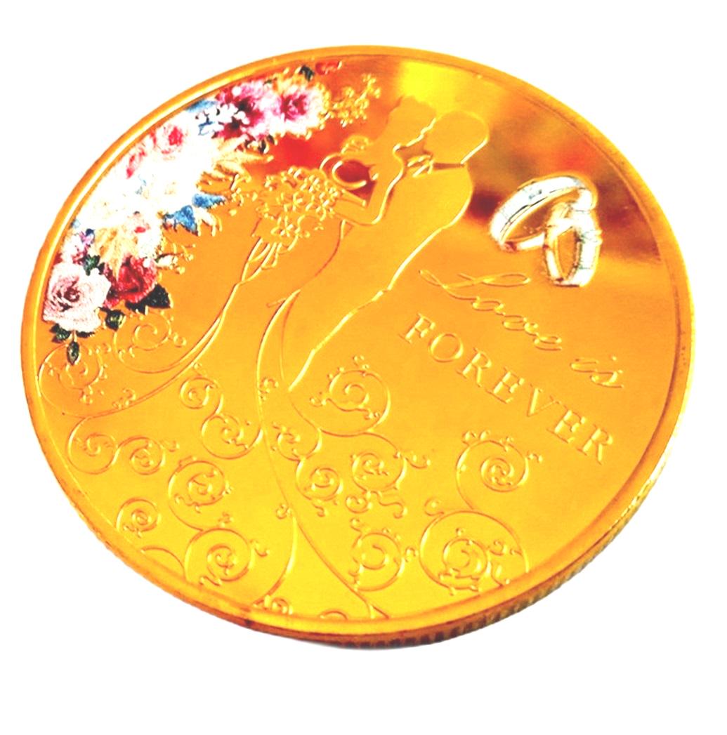 Коллекционная памятная монета для влюбленных Love Forever Gld